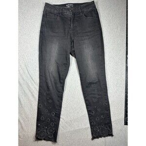 Frank Lyman Jeans Womens Size‎ Small Skinny Jeweled Cotton Mid Rise Black